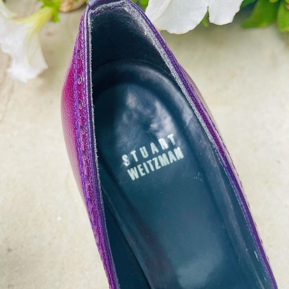 Stuart Weitzman Purple Leather Chain Shoes 6 - Picture 8 of 14
